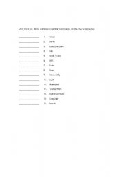 English worksheet: community and non community