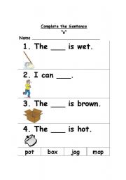 English worksheet: short o