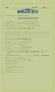 English Worksheet: Test - 8th. grade