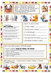 English Worksheet: Thanlsgiving with Mickey and Minnie