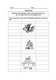 English Worksheet: adjectives for description