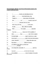 English Worksheet: Present Simple or Present Continuous