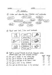 English worksheet: Schoolthings