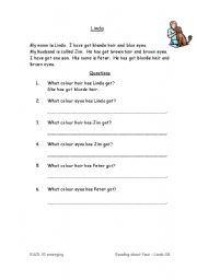 English worksheet: Reading about my face