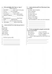 English Worksheet: have to has to