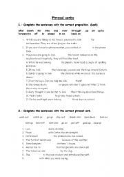 English Worksheet: Phrasal verbs