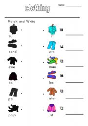 English worksheet: clothes 2b