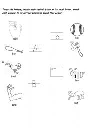 English worksheet: exercise on letters a and b