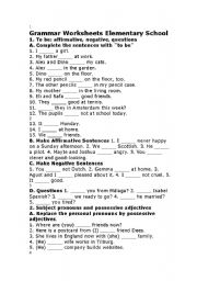 English worksheet: Grammar Worksheets Elementary school