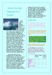English Worksheet: Arctics will disappear in a decade- A Reading paraghraph about global warming