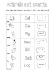 English Worksheet: Animals and sounds