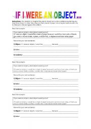 English Worksheet: If I were an object...