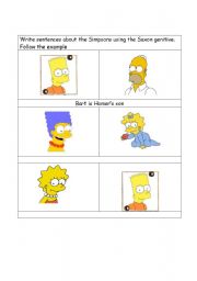 English worksheet: The Simpsons- Saxon genitive