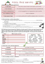 English Worksheet: FEEL THE MUSIC