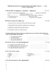 English worksheet: 10.snf yazl sorular
