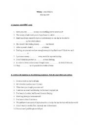 English Worksheet: Money- consolidation activity