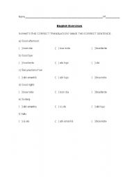 English worksheet: Greetings