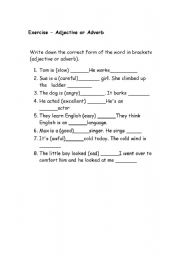 English worksheet: adjectives and adverbs