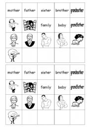 English Worksheet: family members memory game
