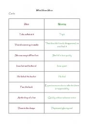 English worksheet: Idioms - Game and Exercises