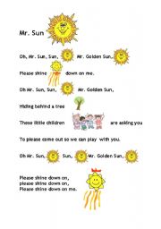 English Worksheet: Mr. sun