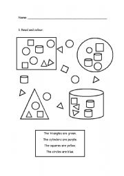 English Worksheet: shapes and colours