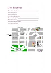 English Worksheet: giving directions