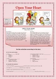 English Worksheet: OPEN YOUR HEART