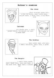 English Worksheet: Batmans enemies