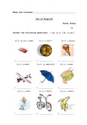 English worksheet: the verb to be: short answers