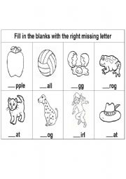 English worksheet: starting letter