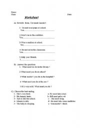 English worksheet: must