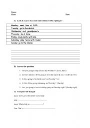 English worksheet: gong to(future)