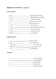 English Worksheet: Present Continuous