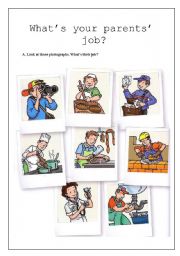 English Worksheet: Whats your parents job? (3pages)