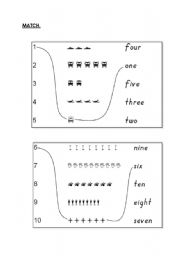 English worksheet: Match numbers with words.