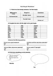 English Worksheet: Past simple worksheet
