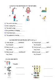 English Worksheet: ADJECTIVES, ANY or A, PLURALS