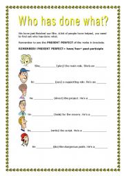 Present Perfect /Cinema Vocabulary (with key)