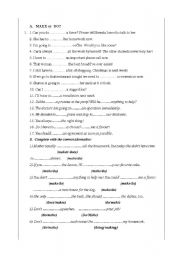 English Worksheet: EXERCISES WITH MAKE OR DO