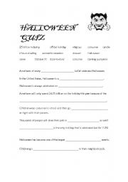 English worksheet: Halloween Questionnaire to go with Halloween Is not an Official Holiday