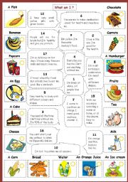 English Worksheet: What am I? (with food and drinks)