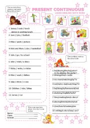 English Worksheet: PRESENT CONTINUOUS WITH WINX AND BEN10