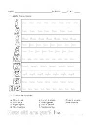 English Worksheet: numbers 1-10