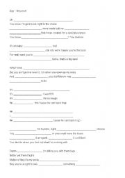 English worksheet: Ego Beyonce exercises