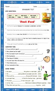 English Worksheet: GRAMMAR TEST