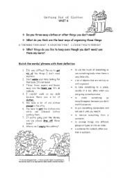 English worksheet: GETTING RID OF CLUTTER