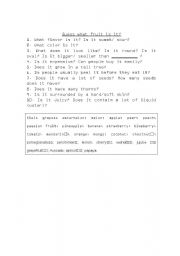 English Worksheet: Guess what fruit is it