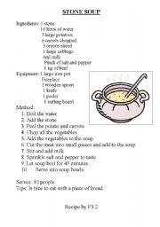 English Worksheet: Stone Soup - Comprehension Activity