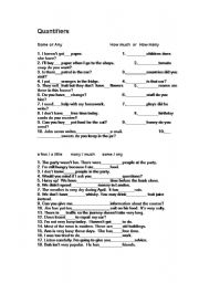English Worksheet: Quantifier, countable and uncountable nouns